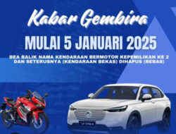 Pemerintah Hapus Bea Balik Nama Kendaraan Bekas (BBNKB) Mulai Januari 2025